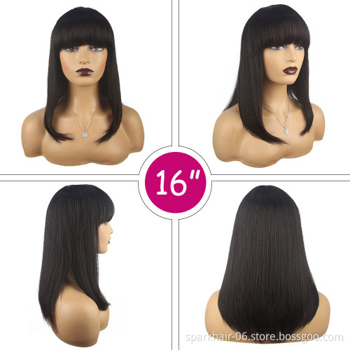 The cheapest Machine Made Bob Wigs human hair non lace bob wigs for black women Remy Silky Straight Human Hair Wig